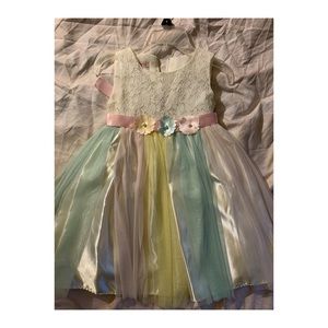 Girls Rainbow Floral Tulle Dress 👗✨💞